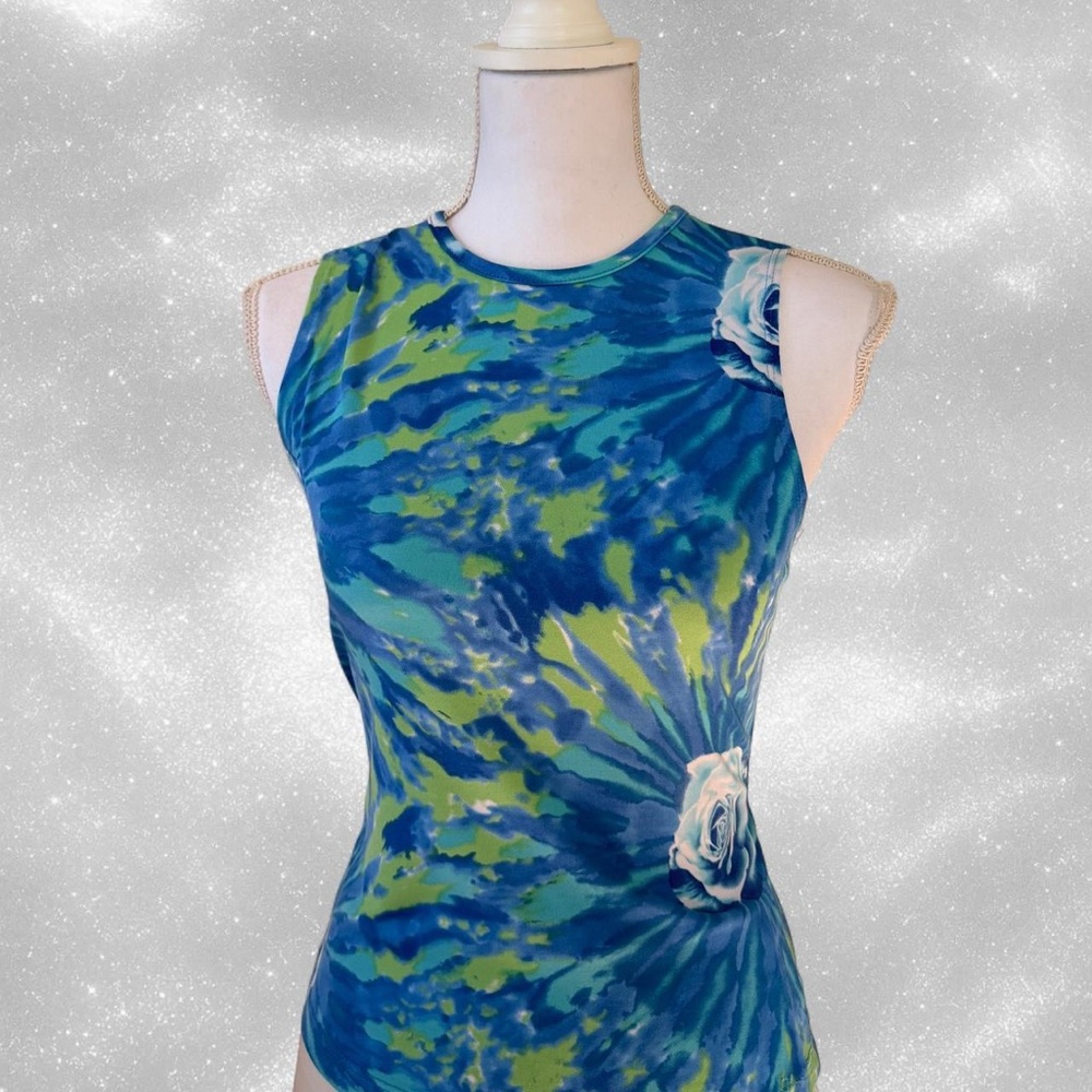 Vintage 1990s Futuristic Tie Dye Boat Neck Tank